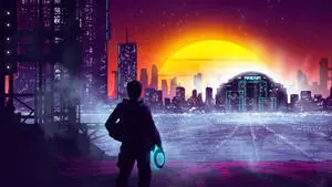 "Vapourware Cityscape in High-Resolution Gaming Experience"