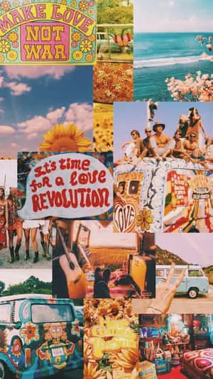 70s Aesthetic Desktop Hippie Photomontage Image