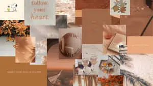 Warm Peach Aesthetic Collage Desktop