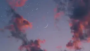 a crescent and stars in the sky