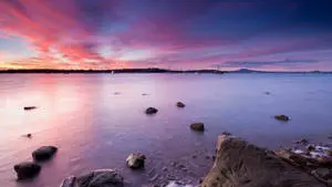 A Vibrant Sunset Glows on a Computer Display