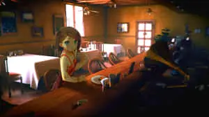Dark Anime Closed Cafe Background