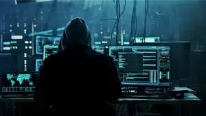 Back View Of Hacker Working 3D
