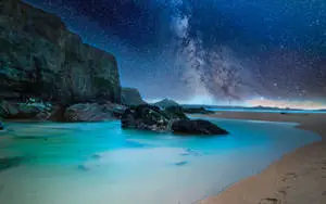 Beach Night Cool Rock Formations