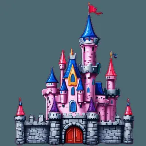 Cartoon Disney Castle Design PNG qns72