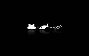 Cat And Fish Aesthetic Black And White Laptop Background