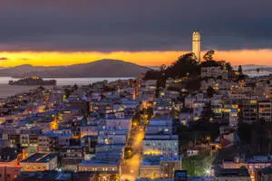Enjoy the vibrant night sky and stunning views from Coit Tower!
