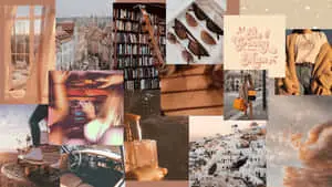 a collage of photos of people and places