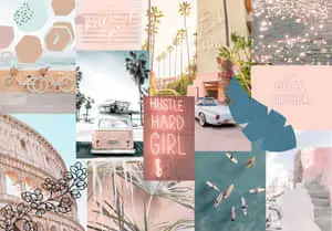 Collage Aesthetic Pastel Blue Pink Desktop