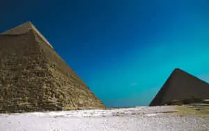 Cool Sky And The Giza Pyramids