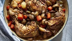 Exquisite Coq Au Vin Prepared with Tender Chicken
