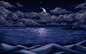 Crescent Moon Aesthetic Art Desktop
