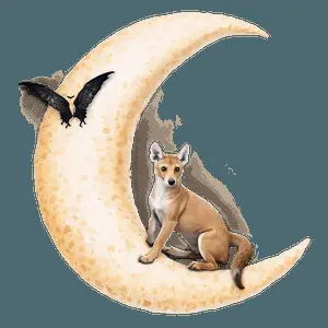 Crescent Moon with Animal PNG 64