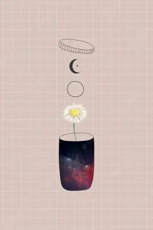 Cute Simple Aesthetic Galaxy Cup Flower Desktop