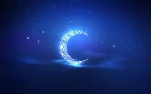 Digital Art Blue Crescent Moon