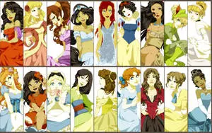 Disney Characters Princesses Collage