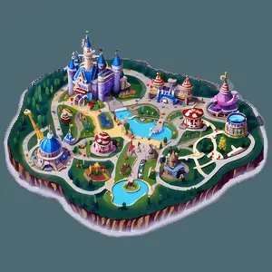 Disneyland Park Map Illustration PNG olr90