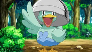 Ducklett Wearing A Metal Bowl