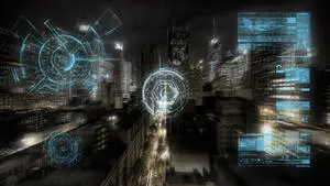 Futuristic Desktop With Vehicle Interface