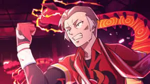 "Gigantamax Centiskorch and Trainer Kabu in a Battle Pose"