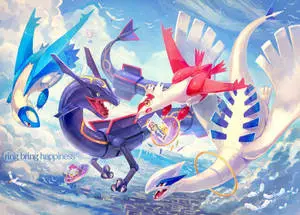 Hoopa Flying With Rayquaza