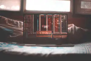 Indie Aesthetic Laptop On Bed With Image