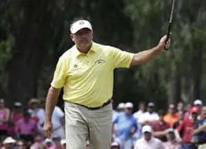 Professional golfer Ken Duke at work