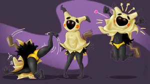 Caption: Excited Mimikyu in Animated Action 
