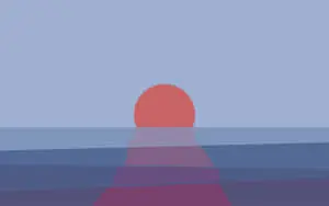 a sunset over the ocean with a red and blue line
