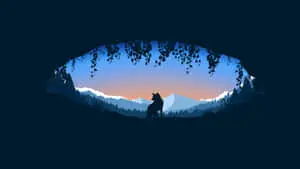 a silhouette of a wolf in the mountains