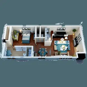 Minimalist Studio Apartment Layout PNG bsk