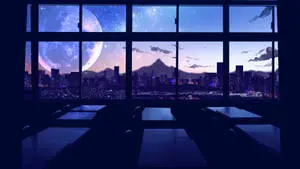 Moon Night Sky Over The City