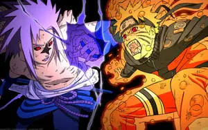 Naruto and Sasuke use their Jinchuuriki and Sharingan power to battle against evil forces