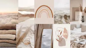 a collage of photos with a beige background