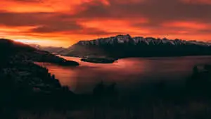 A stunning orange sunset over the horizon