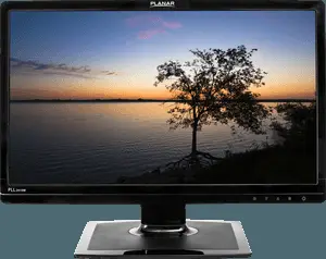 Planar Monitor Displaying Sunset Landscape