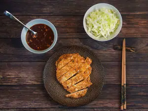 Enjoying a Delicious Plate of Tonkatsu