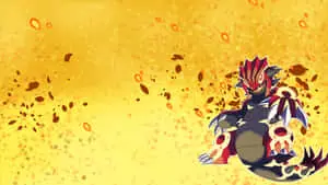 Primal Groudon Against Yellow Abstract Background