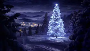 Purple Cool Christmas Scene Desktop