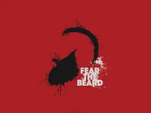 Distinctive Red Beard Logo on a Grey Background