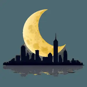 Skyline and Moon PNG jpd40