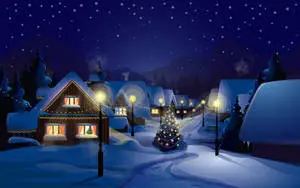 Snowy Village Christmas Holiday Desktop 