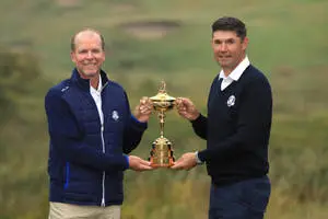 Steve Stricker alongside Padraig Harrington on the golf course