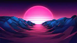 Sunset Horizon Vaporwave Desktop