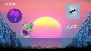 Sunset On Screen Vaporwave Desktop