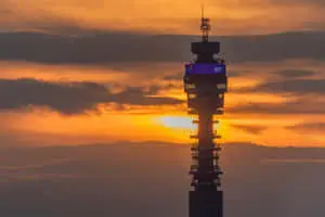 Sunset Over BT Tower Orange Aesthetic