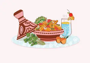 Traditional Tajine Dish Vector Art- Culinary Delights from Morocco