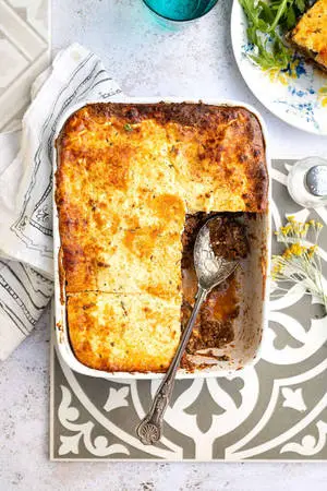 Top View of a Delicious Moussaka Plate