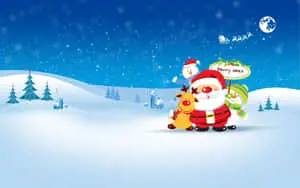 Winter Holiday Desktop With Santa Claus And Friends